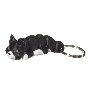 Kot manx czarno biały brelok 3D do kluczy